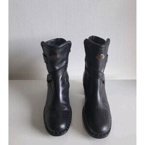 Harley-Davidson Bella Women's Black Leather Biker Riding Moto Boots Size 9.5